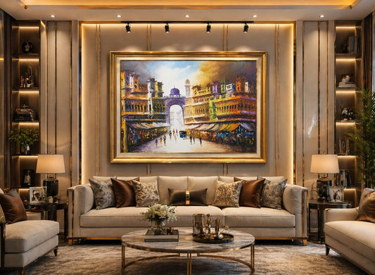 🏛️ Majestic Heritage Art – Night View Canvas Frame