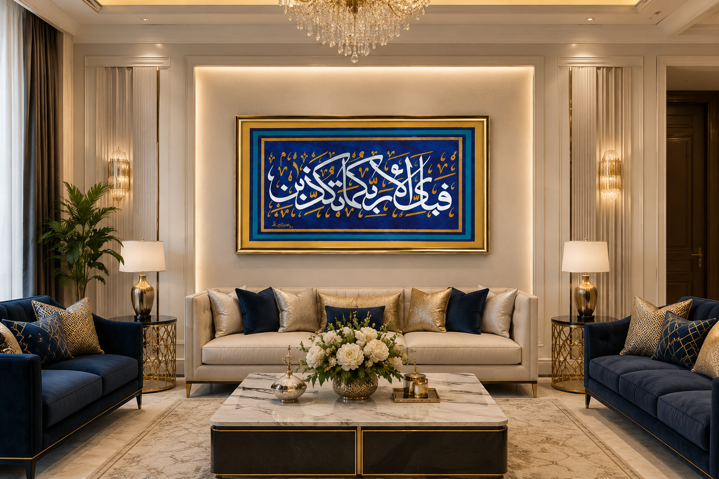 Divine Elegance – Islamic Calligraphy in Royal Blue