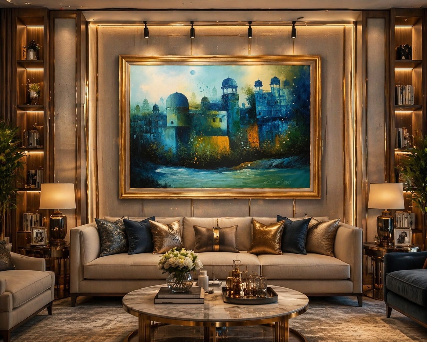 🏛️ Majestic Heritage Art – Night View Canvas Frame