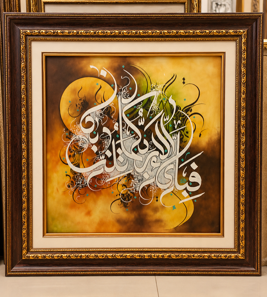 “Fa Bi Ayyi Ala’i Rabbikuma Tukazziban” – Luxury Islamic Calligraphy Art