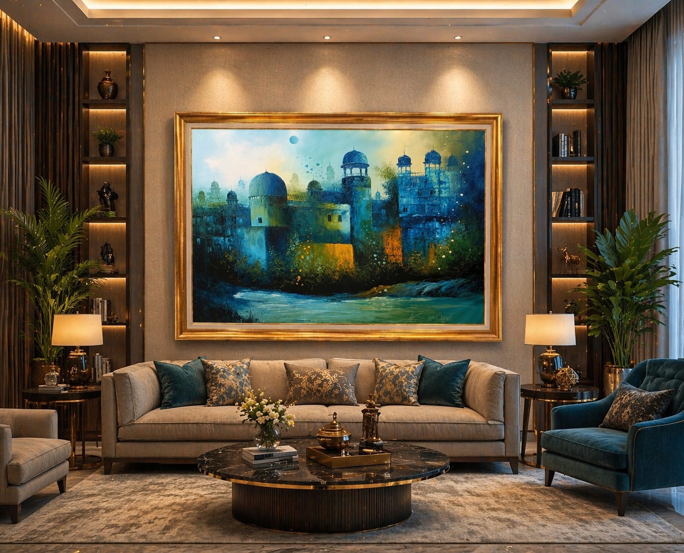🏛️ Majestic Heritage Art – Night View Canvas Frame